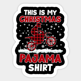 Buffalo Red Plaid Motocross Biker This Is My Christmas Pajama Sticker